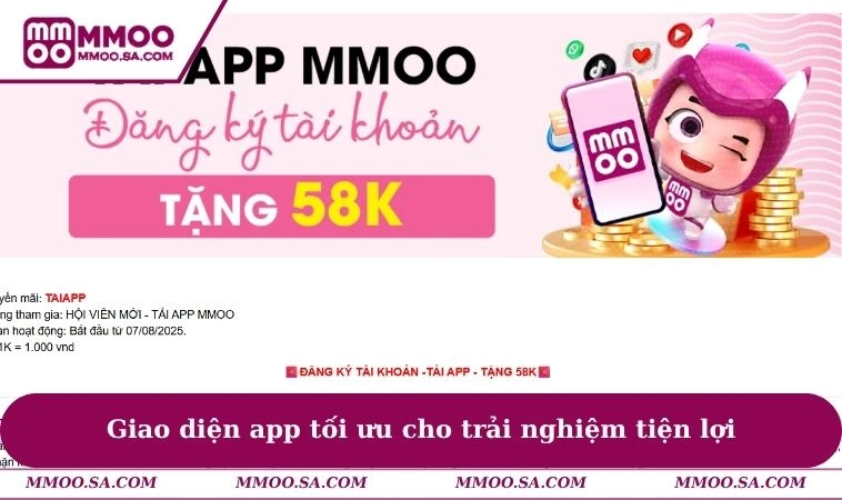 Tải App MMOO 1 Giao diện app tối ưu cho trải nghiệm tiện lợi